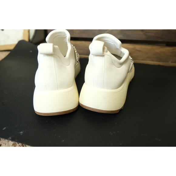 NWOT Nordstrom Lisbon White Slip On Sneaker Crystal Embellished Strap Womens 8 - Picture 5 of 7